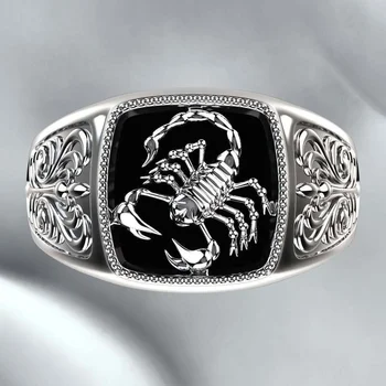 Naujas Dizainas Skorpionas Įspaustu Gėlių Raižyti Vyrų Tendencija Punk Žiedas Nuodingų Skorpionų Žiedas