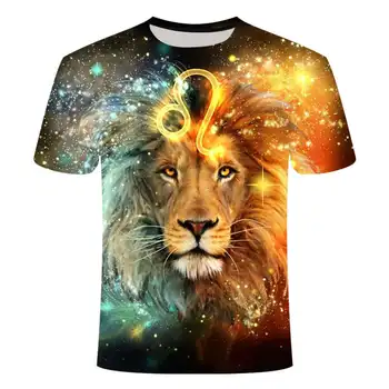 Naujas mados 3D atspausdintas gyvūnų liūtas modelis T-shirt gatvės drabužiai, vyrų ir moterų mados T-shirt Harajuku marškinėliai T-shirt trumpas sl