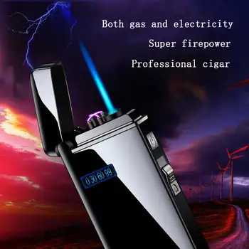 Naujas Pripučiamos Lanko USB Įkrovimo Lengvesni Dujų Metalo Išgyvenimo Fakelas Turbo Vėjo Lengvesni Cigarečių Sniego Raumenų Vyrų Įtaisą Dovana