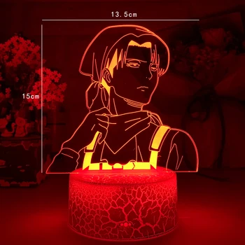 Naujausias Levi Akermano Akrilo 3d Lempos Ataka Titan Namų Kambario Dekoro Šviesos Vaikui Dovana Levi Akermano LED Nakties Šviesos Anime