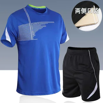 Nauji vyriški sportiniai 2020 m. vasarą dviejų dalių vyriški trumparankoviai marškinėliai viršuje kombinezonas šortai vyriški sportiniai fitneso veikia drabužiai