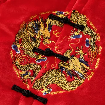 Naujųjų Metų Tradicinės Kinų Tango Kombinezonas Kūdikiui Sutirštės Medvilnės Drabužius Boy & Girl Dragon Spausdinimo viršutinių drabužių siuvimas