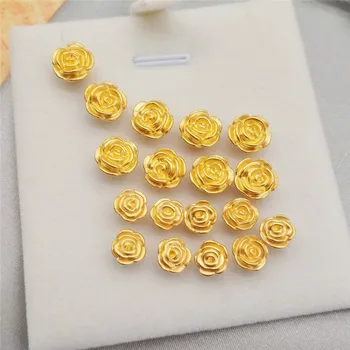 Nekilnojamojo 24Kt Geltonos Aukso Pakabukas Moterų 3D Sėkmės Rožių Gėlių Granulių GARANTUOTAS 24K GRYNO AUKSO-Geriausia Dovana