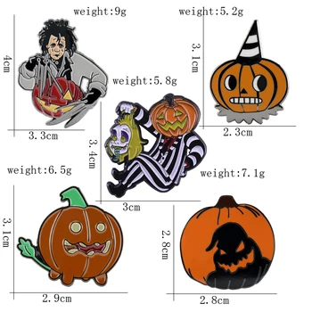 New Trendy Edward Scissorhands Halloween All Saints' Day Pumpkin Ghost Badges Enamel Brooches Lapel Pins Friends 