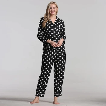 NHKDSASA Moterų Pajama Nustatyti Sleepwear ilgomis Rankovėmis Mujer Pijamas 2021 Seksualus apatinis Trikotažas Nuisette 2vnt Poliesterio, Medvilnės Pižamos Pjs Kostiumas
