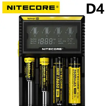Originalus Nitecore D4 Baterijos Kroviklis LCD Smart Apmokestinimo 18650 14500 16340 26650 Baterijos, 12V Kroviklis A AA AAA Baterijos