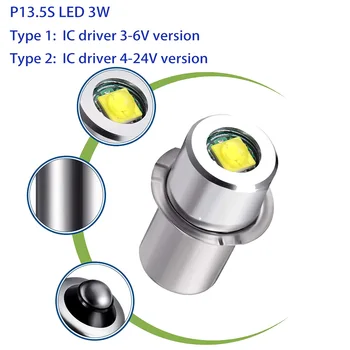 P. 13.5S 3W LED Lemputė 3V 6 V 12V 18V 200LM PR2 Maglite Žibintuvėlis Pakaitinės Lemputės Žibintuvėliai Darbą Šviesos Lempos