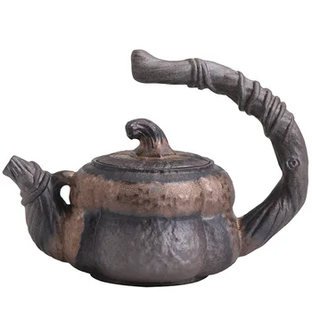 Paauksuota moliūgų, vežančių pluošto Arbatinukas ,Japonų rankų darbo keramikos arbatinukas, keramikos Kung Fu arbatos virimo aparatas ,Žvakė Šiltas Teaware 260ml