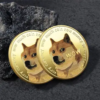 Paauksuoti Dogecoin Progines Monetas Mielas Šuo Modelis Šuo Suvenyrų Kolekcija Dovanos Kūrybos Suvenyrų BTC Metalo Monetos