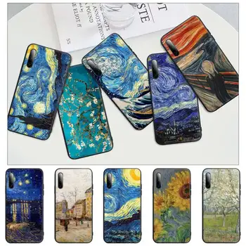 Paveikslų Žvaigždėtą Naktį Van Gogh Juodas Silikoninis Telefono Dėklas Dangtelis Skirtas Samsung Galaxy S9 S10 S20 S21 S30 Plus Ultra S10e S7 S8