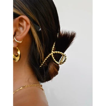 Peri'sBox 3 Dizaino, Matinės Aukso Bambuko Susukti Plaukai, Nagai Nuolat Grandinės Plaukų Clips Moterų Paprastas Minimalistinis Plaukų Papuošalai