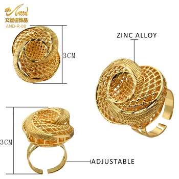Piršto Žiedą Moterų Dubajus Tuoktis Nuotaka Keičiamo Dydžio Gėlių Aukso Žiedus Nigerijos Dizaino Retro Mada Aksesuarai Žiedai 2021 TrendB
