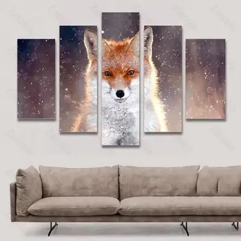 Plakatas Valdinga ir Gerai atrodanti Fox, Stovintis Ant Žemės, Sniego Sienos Meno Apdailos Drobė, Tapyba už Kambarį
