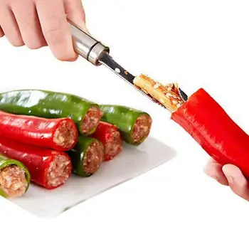 Plieno Pipirai Core Valiklis Pomidorų Corer Čili Sėklų Dantytas Įrankius, Vaisių, Daržovių Daugiafunkcį Virtuvės Valiklis Įtaisą Z9V7