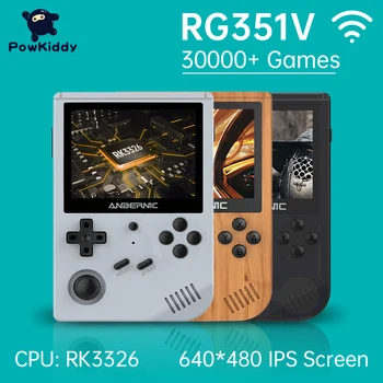 POWKIDDY RG351V Nešiojamą Prietaisą Žaidėjus 30000 Klasikinis Žaidimas RK3326 Nešiojamas Mini Žaidimų Konsolės IPS Ekraną, Wifi Internetinis Žaidimas ps1