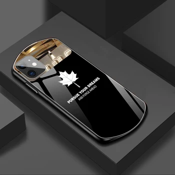 Prabanga Mielas Ovalo formos Klevų Lapų Grūdintas Stiklas Telefono dėklas Skirtas iPhone 12 11 Pro Max XSmax XR X SE 8 7 6 Plius Veidrodis Silikono Padengti