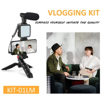 Profesinės Išmanusis telefonas, Vaizdo Rinkinio Mikrofonas LED Šviesos Trikojo Laikiklis, skirtas Gyventi Vlogging Fotografija 