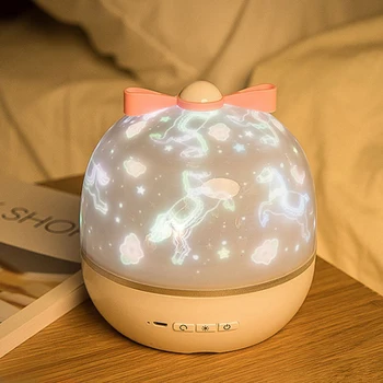 Projektoriaus Lempa Vaikų Miegamasis LED Nakties Šviesos Kūdikių Lempos Dekoro Sukasi Žvaigždėtą Darželio Mėnulis Galaxy Projektorius Spalvinga Mirksi