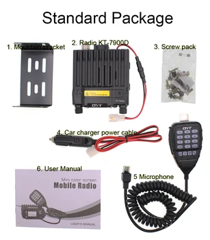 QYT Mini Radijo KT-7900D 25W Quad Band 136-174/220-260/350-390/400-480MHZ KT7900D Mobiliojo Walkie Talkie + USB laidas