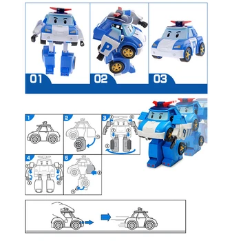 Rinkinys 6 Vnt Poli Automobilių Vaikams Robotas Žaislas Pertvarkyti Transporto priemonės Animacinių filmų Anime Veiksmų Skaičius, Žaislai Vaikams, Dovana Juguetes