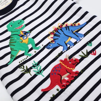 SAILEROAD Dinozaurų Aplikacijos Kūdikių Stripe T Shirt Vasaros 2020 M. Vaikų marškinėliai Berniukams trumpomis Rankovėmis Drabužiai, Vaikams Drabužiai