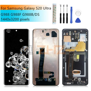 Samsung Galaxy S20 Ultra Lcd G988 G988F G988B/DS lcd skaitmeninis keitiklis komplektuojami su rėmo S20 Ultra ekrano pakeitimas Remontas dalis