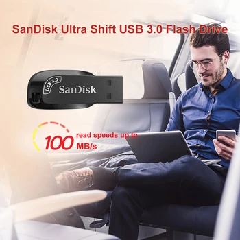 SanDisk USB 3.0 32GB 64GB 128GB 256 GB Flash Diską Mini Pen Drive, Memory Stick Juoda Klavišą Pendrive Su Virvelę Kompiuterių