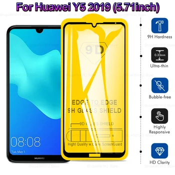 Saugos Stiklas Huawei Y5 2019 Grūdinto Stiklo Dangtis Huawei Y5 Visą Klijai Apsaugine Stiklo Plėvele Y 5 5Y AMN-LX9 5.71