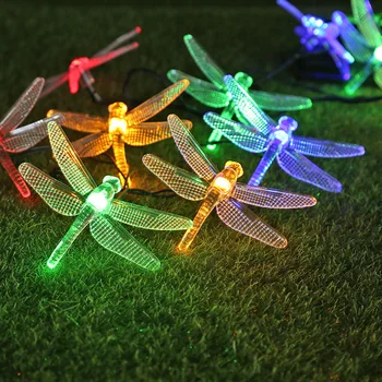 Saulės Šviesos Eilutės LED Dragonfly/Drugelis Šviesos Lauko Vandeniui Atostogų Kalėdų Vakarėlį Girliandą Terasa, Sodas Puošmena