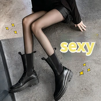 Seksualus tendencija moterų pavasario ir vasaros šviesos kojos artefaktas plonas anti-kablys, juodos kojinės, blauzdinės populiarus raidės juodos kojinės