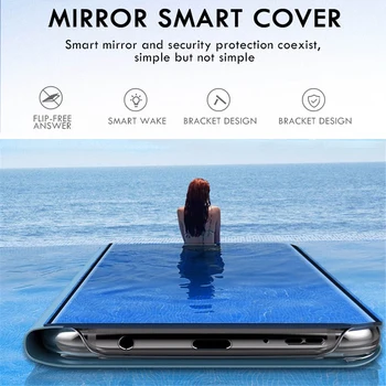 Smart Veidrodis Apversti Telefoną Atveju Xiaomi Redmi 9 Pastaba 9s 8T 9A 10T 10 8 Poco X3 M2 7 6 5 Pro Max 6A 7A 9C K20 F2 Lite Padengti Coque