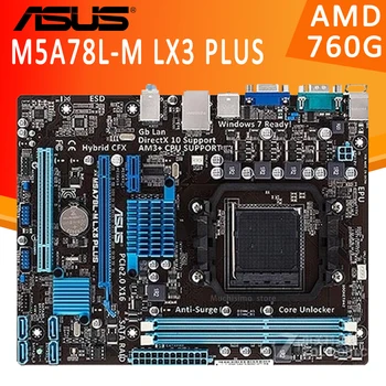 Socket AM3+ Asus M5A78L-M LX3 PLUS pagrindinė Plokštė DDR3 16GB VGA COM PCI-E 2.0 AMD FX, Athlon II Desktop AMD 760G Placa-Mãe AM3+ Panaudota