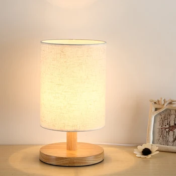 Stalo lempa Naktiniai Šiltas jausmas lentelė šviesaus medžio ir audinio, Miegamasis Klasikinis Naktį Šviesos svarstymą LED šviesos apdailos stalo lempos