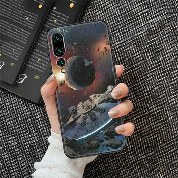Star kosmoso Karai Telefoną atveju Huawei P Mate P10 P20 30 P40 10 20 Smart Z Pro Lite 2019 juoda meno elementų dangtelio prabanga atgal