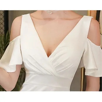 Suknelė Vestido De Mujer Vasaros Apdaras Femme Moterims 2021 Fiesta Žuvies Uodega Splitas Šakių Kutas V-Kaklo Stebėjimo Elegantiškas Baltas Juodas