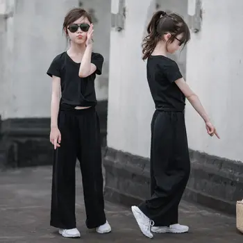 T-marškinėliai + Kelnės Vaikų Vasaros Suknelė Jogos Rinkinį Hipster Vidurio Vaikas: Mergaitė Trumpas Rankovės Pločio Kojų Kelnės Dviejų dalių Komplektas 2021