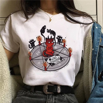 T-marškinėliai Moterims Anime Spausdinti grunge Steampunk Tee Gotikos Moterų Harajuku Vasaros Drabužių E-Girl Kawaii y2k estetinės viršų Moteriška