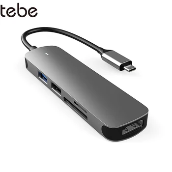 Tebe 5 IN 1 Tipo c Hub USB C iki 4K HDMI USB 2.0/3.0 SD TF Docking Station 