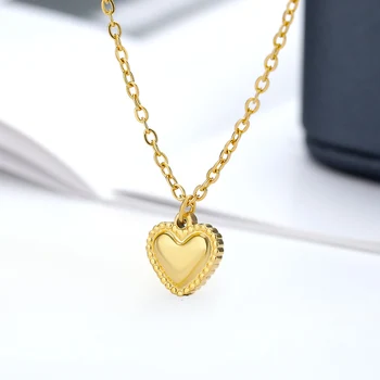 Tiny Širdies Pakabukas Kaklo Moterims Aukso, Nerūdijančio Plieno, Grandinės Meilė Širdies Moteris Karoliai Gimtadienio Papuošalai Bijoux Femme 2021