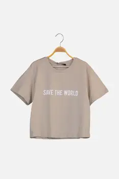 Trendyol Atspausdinti 100 Organinės Medvilnės Pasėlių Megzti Marškinėliai TWOSS20TS0922