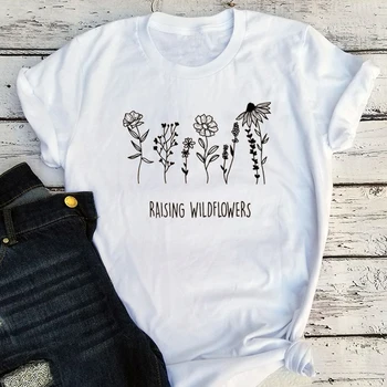 Ugdymo Polne Marškinėliai Mamytė ir Man Apranga 2021 Mažai Wildflower Marškinėlius Pacios Mama ir Man Drabužius Vasarą, Merginos Spausdinti