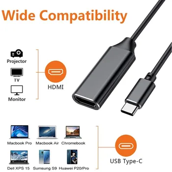 USB C į HDMI Adapteris, suderinamas 4K 30Hz Kabelis, C Tipo HDMI 