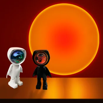 USB Robotas Atmosfera Šviesos 360° Saulėlydžio Lempos Tolygus Reguliavimas Projektorius Naktį Lempos Tinklo Raudona Selfie Šviesos Sienų Apdailai