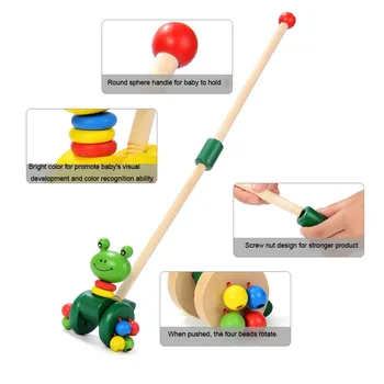 Vaikams, Mediniai Žaislai, Ankstyvosios Vaikystės Baby Walker Deconstructable Medinis Vieno Poliaus Žingsnis Krepšelį Bamblys Stumia Žaislas