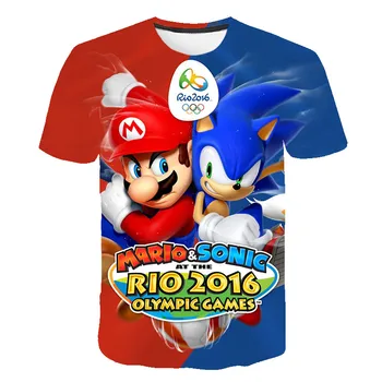 Vasaros 3D atspausdintas Berniukas/Mergaitė Sonic ežiukai ir super Mario Animacinių filmų marškinėliai vaikams trumparankoviai marškinėliai vaikams laisvalaikio drabužiai