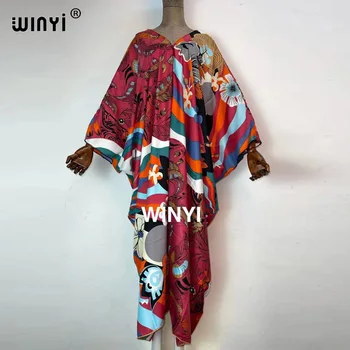 Vasaros Artimųjų Rytų aukštos kokybės rankų valcavimo ruoželiniu mados spausdinti gatvės WINYI Maxi moterų rūbeliai long beach V-kaklo Bohemijos suknelė