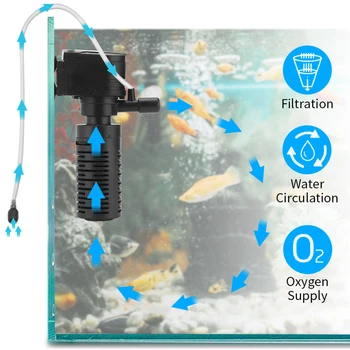 Vidinis Akvariumo Filtras 3 1. Deguonies Padidinti Filtravimo Vandens Siurblys Mini Povandeninis Žuvų Bako Filtras Tinka 60L-180L 200L/H