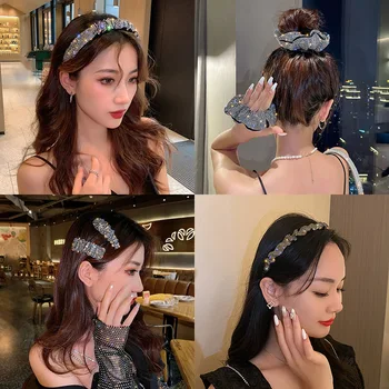 Visą kalnų krištolas Hairband Moterų Boutique Kristalų Plaukų Lankelius Blizga Bezel Lankelis Vestuvių galvos Apdangalai Partijos Priedai