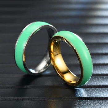 VOERYNT 6mm Nerūdijančio Plieno Pora Žiedas Vintage Žalia Varva Alyva Sužadėtuvių Žiedas, Vestuvių Moterų Papuošalai Dovana TX03
