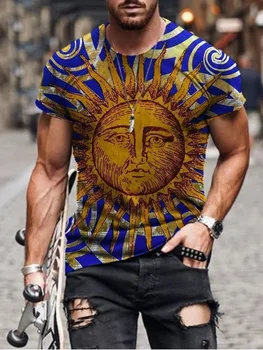Vyrai Gatvės Stiliaus Didelio Dydžio Marškinėlius Saulės Nereguliarus Modelis Madinga Trumpas Rankovės Tees Vyrų Vasaros Harajuku 3D Atspausdintas T-shirt